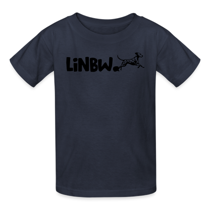 Kinder-T-Shirt – „LiNBW.“ Logo vorne & Zitat hinten | Doppelseitiger Style für tierliebe Kids - Navy