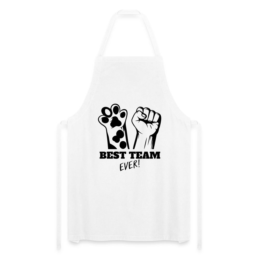 Kochschürze „Best Team Ever!“ – Mensch & Tier, unschlagbar vereint - Weiß