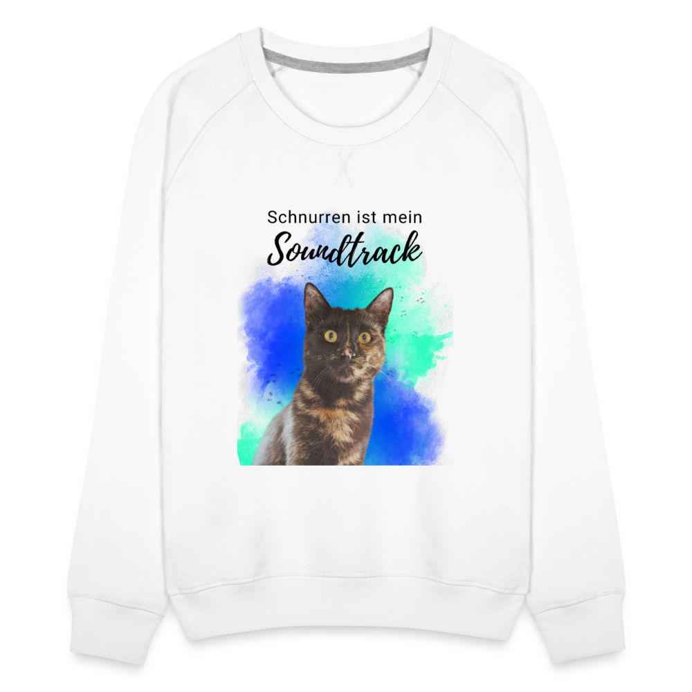 LiNBW. Frauen Pullover Schnurren ist mein Soundtrack - Weiß
