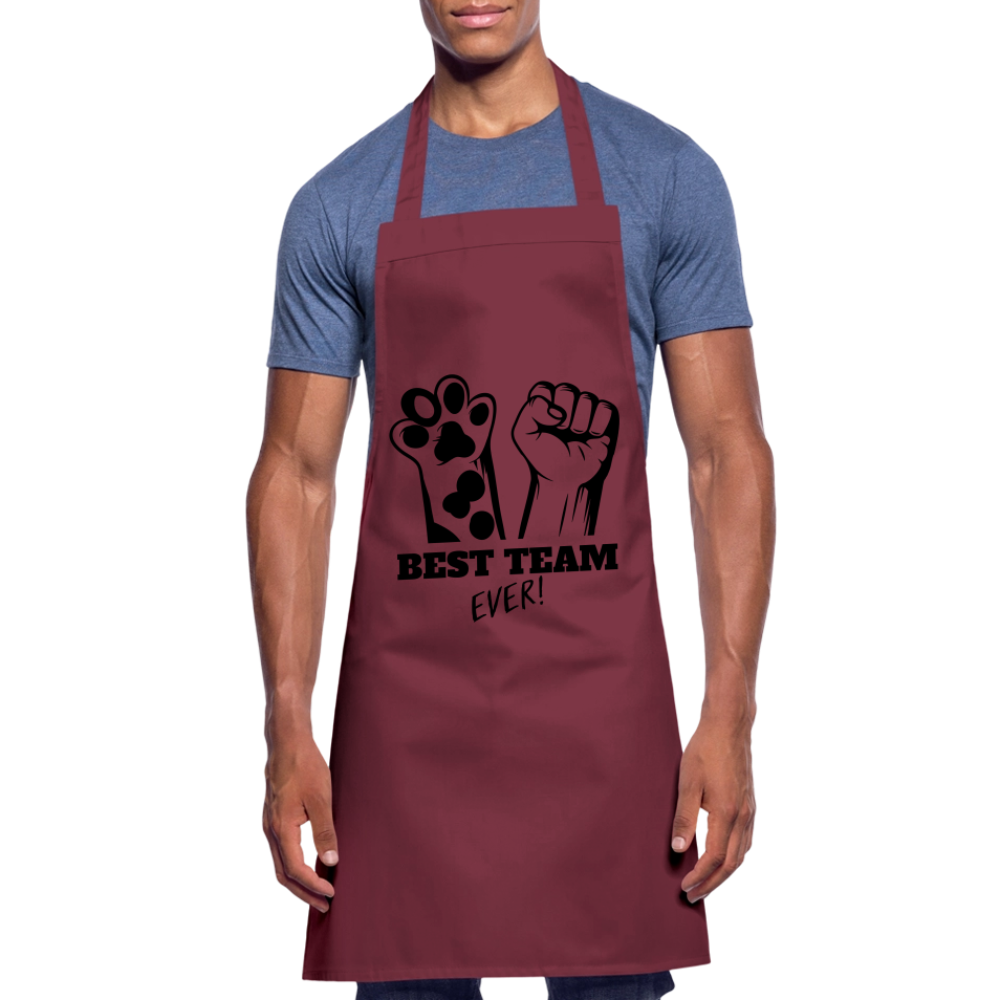 Kochschürze „Best Team Ever!“ – Mensch & Tier, unschlagbar vereint - Bordeaux