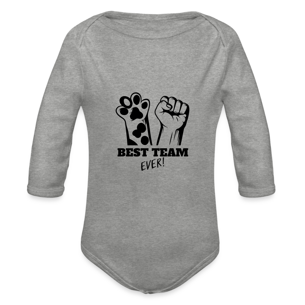 Baby-Body „Best Team Ever!“ – Für kleine Tierfreunde mit Power - Grau meliert