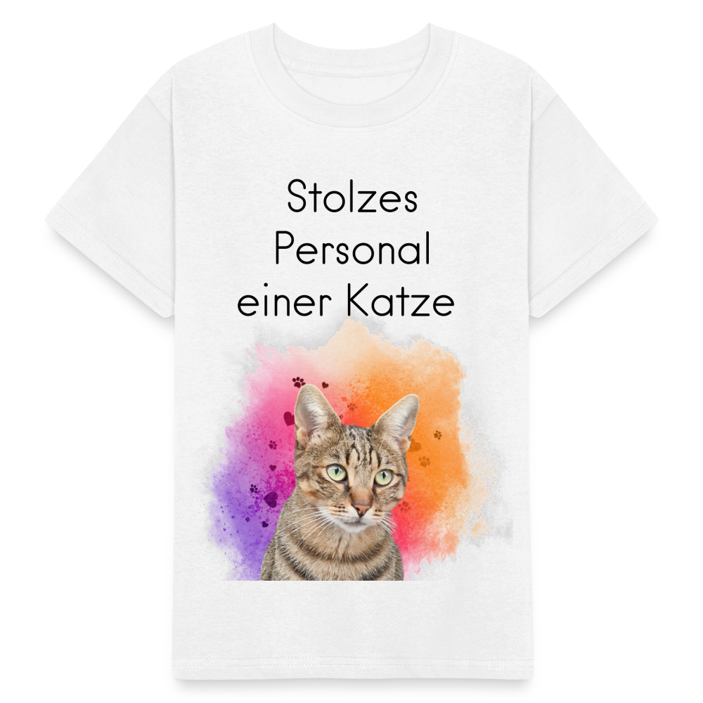 LiNBW. Kinder T-Shirt Stolzes Personal einer Katze - Weiß