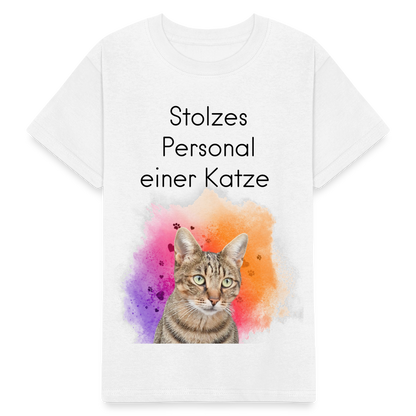 LiNBW. Kinder T-Shirt Stolzes Personal einer Katze - Weiß