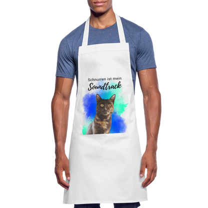 Kochschürze „Schnurren ist mein Soundtrack“ – Katzen-Liebe trifft Küchenkunst - Weiß