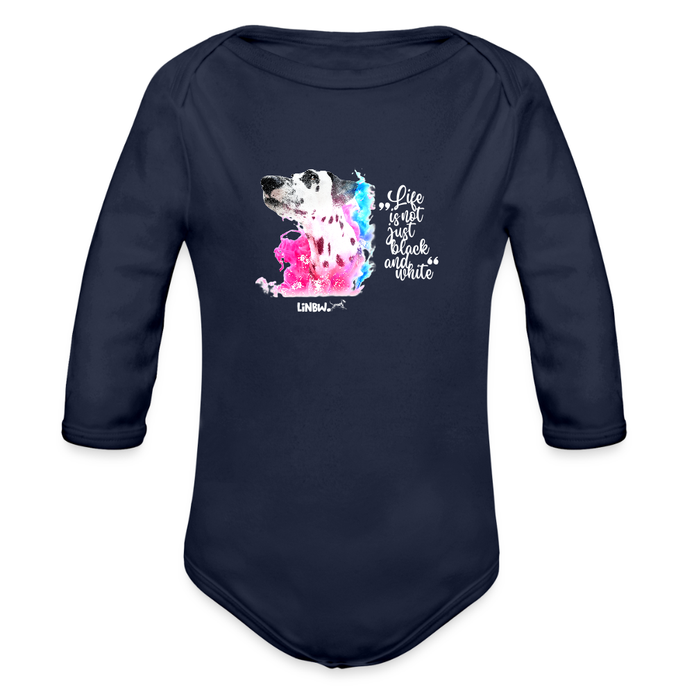Baby-Body „Life is not just black and white – mit Dalmatiner Boa“ - Dunkelnavy