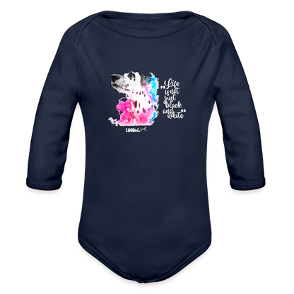 Baby-Body „Life is not just black and white – mit Dalmatiner Boa“ - Dunkelnavy