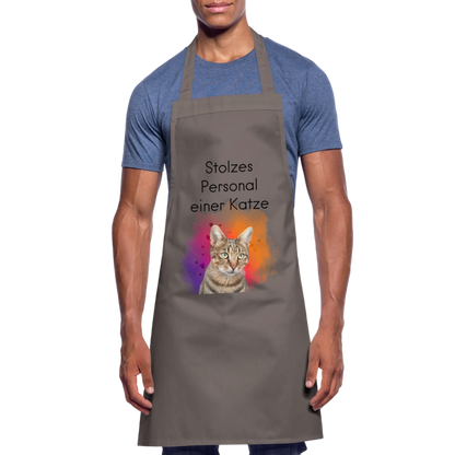 Kochschürze „Stolzes Personal einer Katze“ – Für wahre Katzenbedienstete - Grau