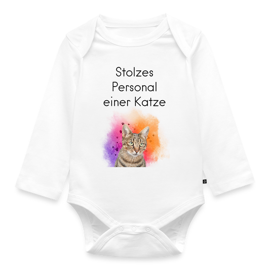 Baby-Body „Stolzes Personal einer Katze“ – Weiße Edition mit Katzenmotiv - Weiß