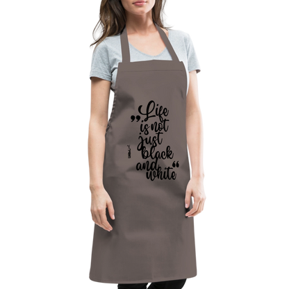 Kochschürze mit Spruch „Life is not just black and white“ – Statement für Küche & Grill - Grau