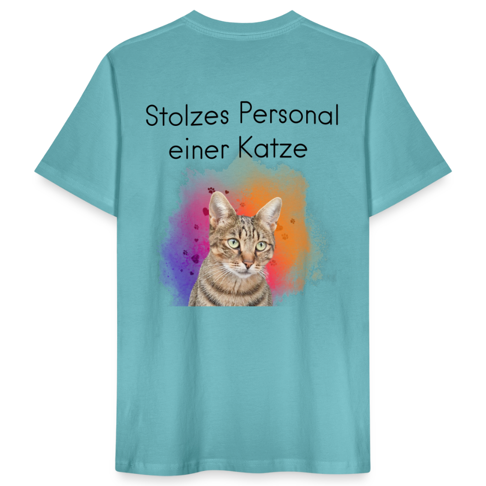 LiNBW. Männer T-Shirt Stolzes Personal einer Katze - Pastelltürkis