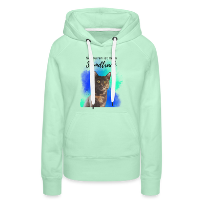 LiNBW.  Frauen Hoodie Schnurren ist mein Soundtrack - helles Mintgrün