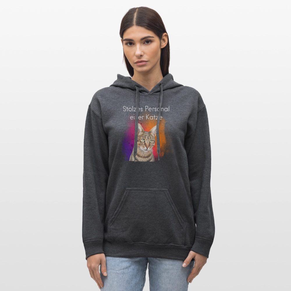 LiNBW. Männer & Frauen Hoodie Stolzes Personal einer Katze - Dunkelgrau meliert