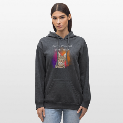 LiNBW. Männer & Frauen Hoodie Stolzes Personal einer Katze - Dunkelgrau meliert