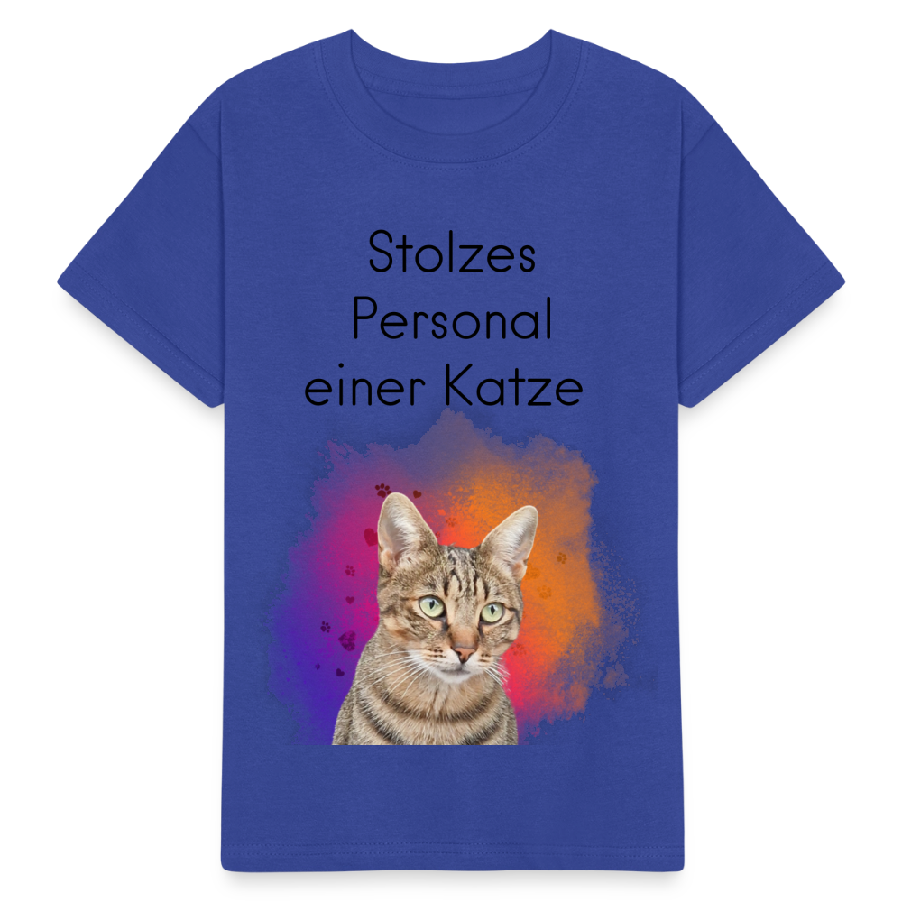 LiNBW. Kinder T-Shirt Stolzes Personal einer Katze - Royalblau