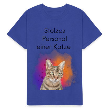 LiNBW. Kinder T-Shirt Stolzes Personal einer Katze - Royalblau