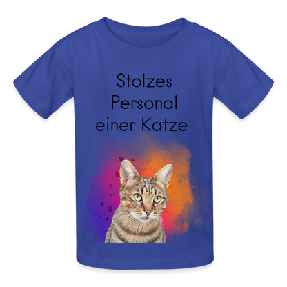LiNBW. Kinder T-Shirt Stolzes Personal einer Katze - Royalblau