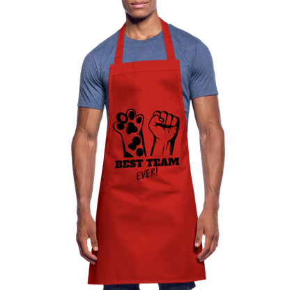Kochschürze „Best Team Ever!“ – Mensch & Tier, unschlagbar vereint - Rot