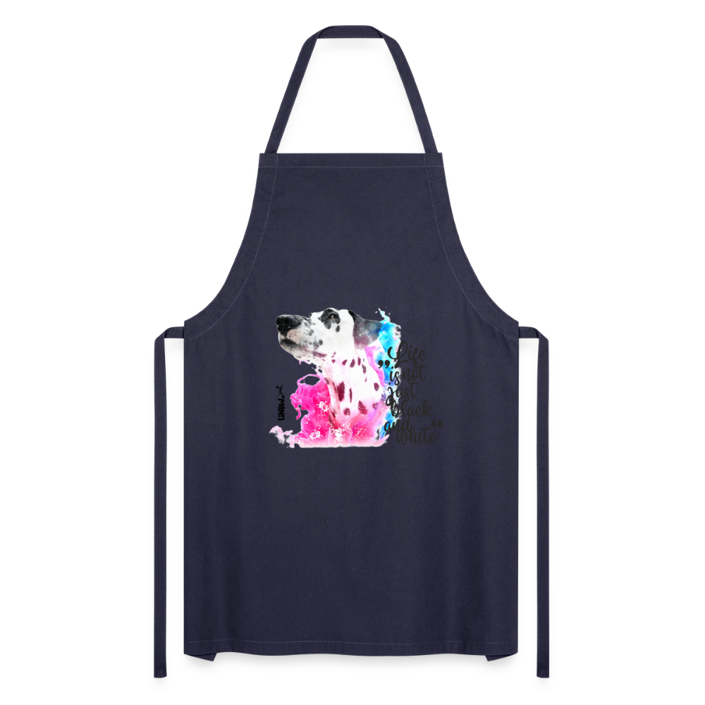 Kochschürze „Life is not just black and white“ – Statement mit Dalmatiner und Farb-Splash - Navy