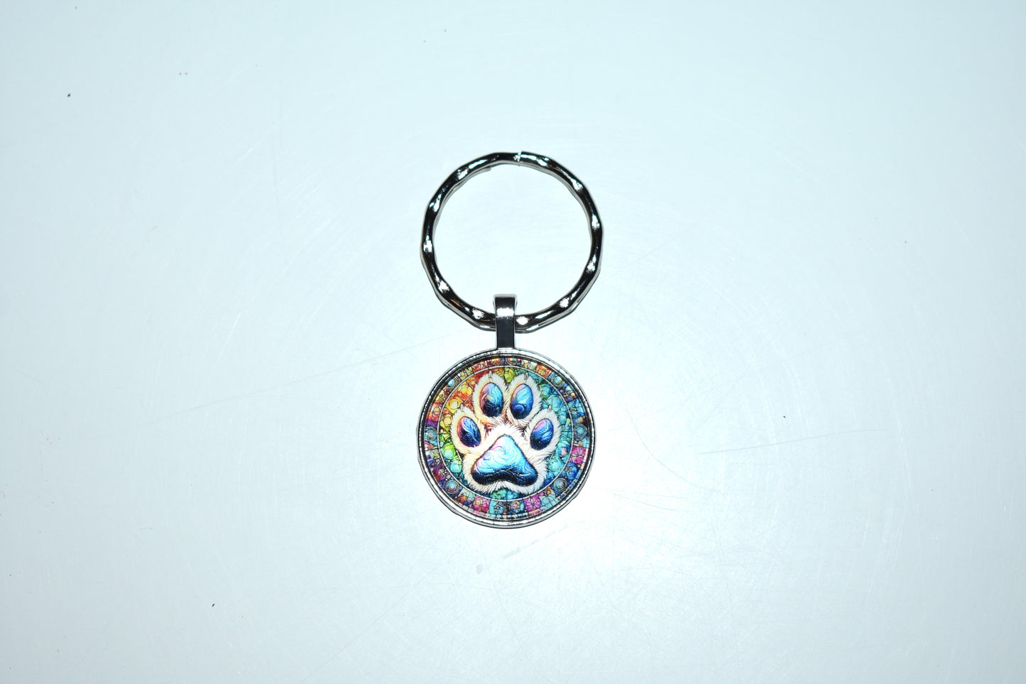 keychain paw print colorful