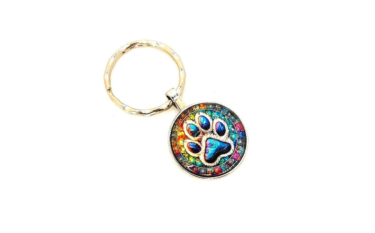 keychain paw print colorful